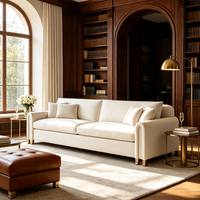 Modernes Massivholz Dreisitzer-Sofa-Set Schaumstoffgefüllte Rückenkissen Modulares Design für Wohnzimmer Hotel Lounge