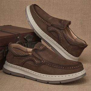 Mocassins pour hommes en cuir véritable à enfiler, bout rond, semelle extérieure en caoutchouc souple, semelle intermédiaire en EVA, toutes saisons - Product Image 3