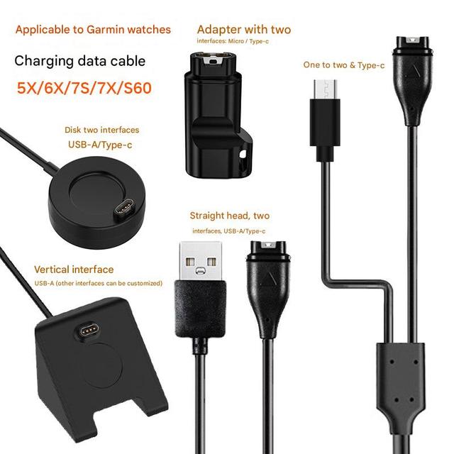 For Garmin Charging Cable  Fenix8/7S Watches Universal PVC Data Cable for 4/5X/6S/Venu 2S QC3.0 Function 5W Output Power