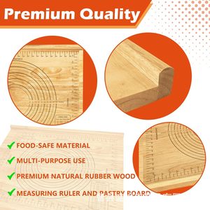 Tabla de amasar de bambú con regla, tabla de amasar de madera maciza gruesa para hornear y cortar - Product Image 4
