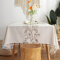 Nappe carrée épaisse multi-tailles Bingfeng, anti-poussière, avec pompons, en lin et polyester