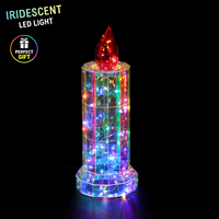 Lampe Bougie Holographique 3D avec Prisme PET, Flamme Cristalline RGB et Lumière Blanche, USB, pour Centre de Table de Mariage, Fête, Décoration de Maison et Lumière d'Ambiance Festive