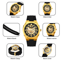 Montre automatique squelette de luxe pour homme SKMEI 9404, boîtier en alliage de haute qualité, bracelet en silicone, résistante à l'eau, mécanique
