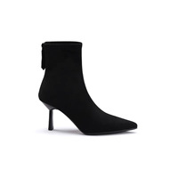 Nouvelle Collection Automne/Hiver 2026 – Bottes Rétro Chic en Daim Extensible à Bout Pointu pour Femme, Style Coréen, Talon Aiguille, Mi-Mollet Amincissant