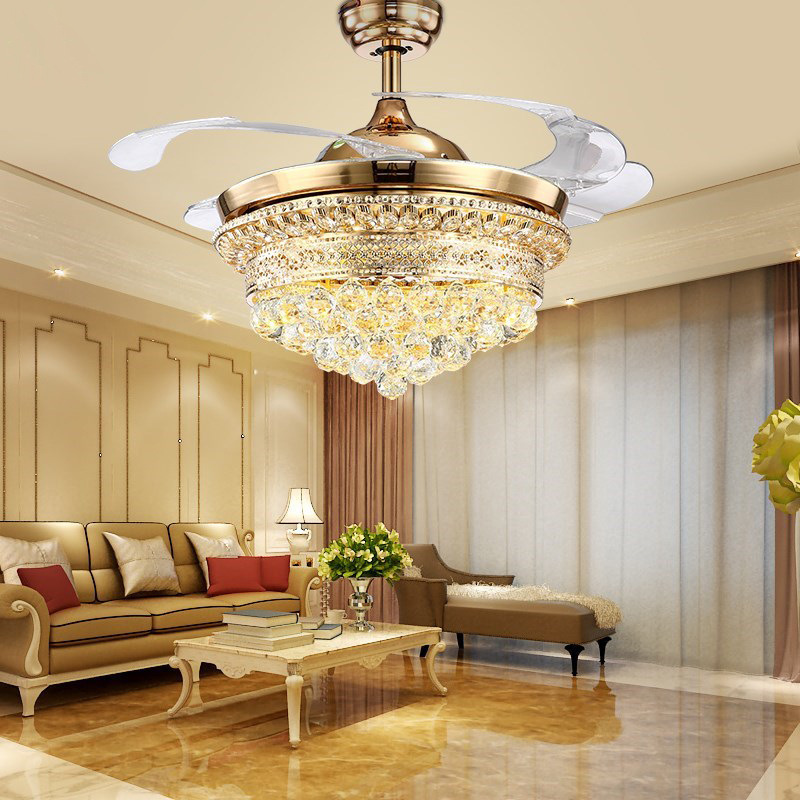 2022 Luxury Fancy LED Ceiling Fan With Light Delicate Crystal with Lights Nordic for Bedroom Living Room Chandelier Modern