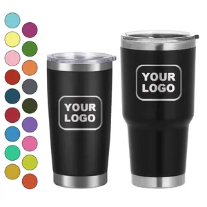Bulk Wholesale Custom Logo Powder Coated 20oz 30oz Double Wall Insulated Travel Coffee Beer Cups Mugs Stainless Steel Tumbler