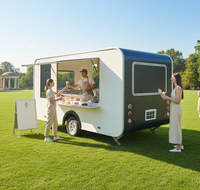 Camion de restauration mobile carré à 4 roues en acier inoxydable T3 ORANGE, entièrement équipé pour la vente de café, de glaces, de sandwichs et de pizzas