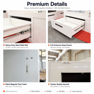 Metal <strong>Wardrobe</strong> for Clothes 3 Door Steel Printed Sliding Cabinet <strong>with</strong> <strong>Mirror</strong> <strong>and</strong> <strong>Drawer</strong> Modern Bedroom Closet - Product Image 6