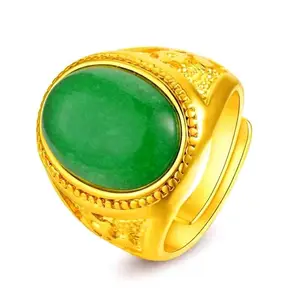 Bague incrustée en laiton plaqué or Bague en pierres précieuses rouge noir et vert pour homme Bague ovale dominatrice Boss plaquée or