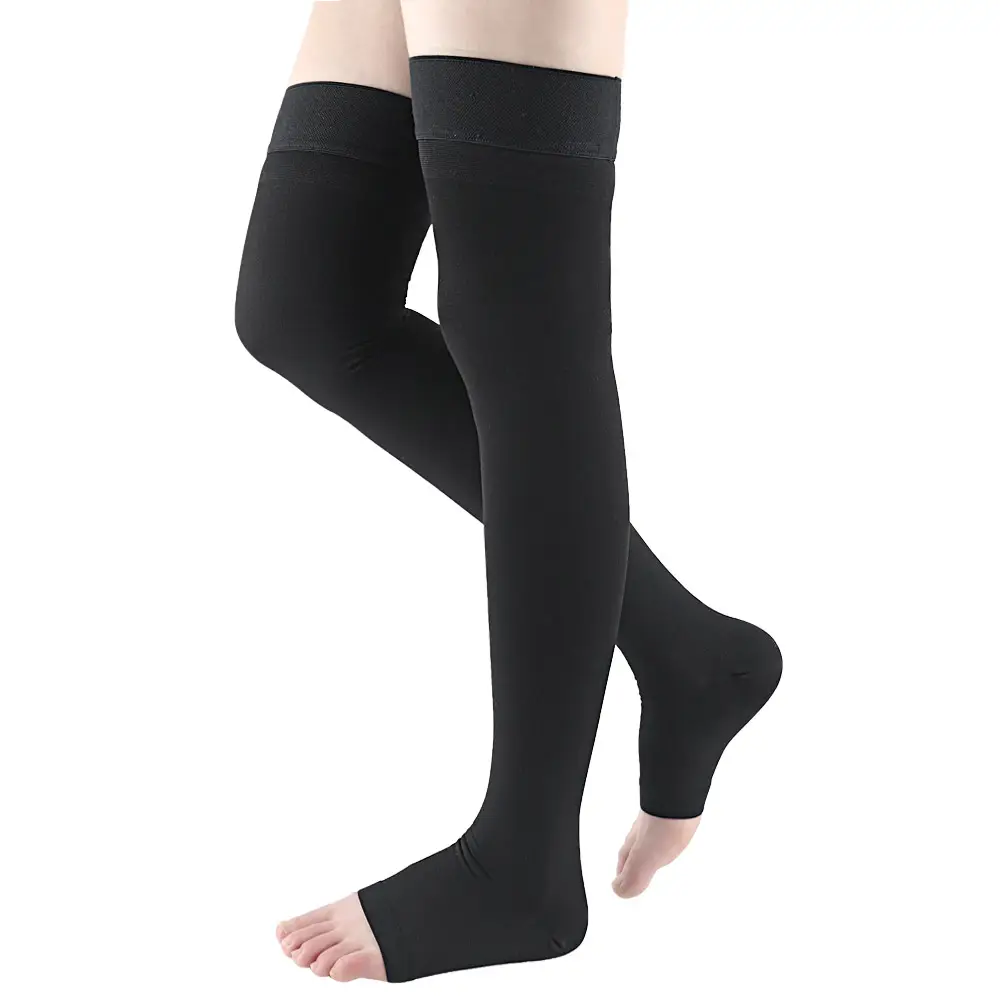 High Open Toe Compression Stockings Compression Socks with Silicone Dot for Men& Women Compression Over Knee Socks