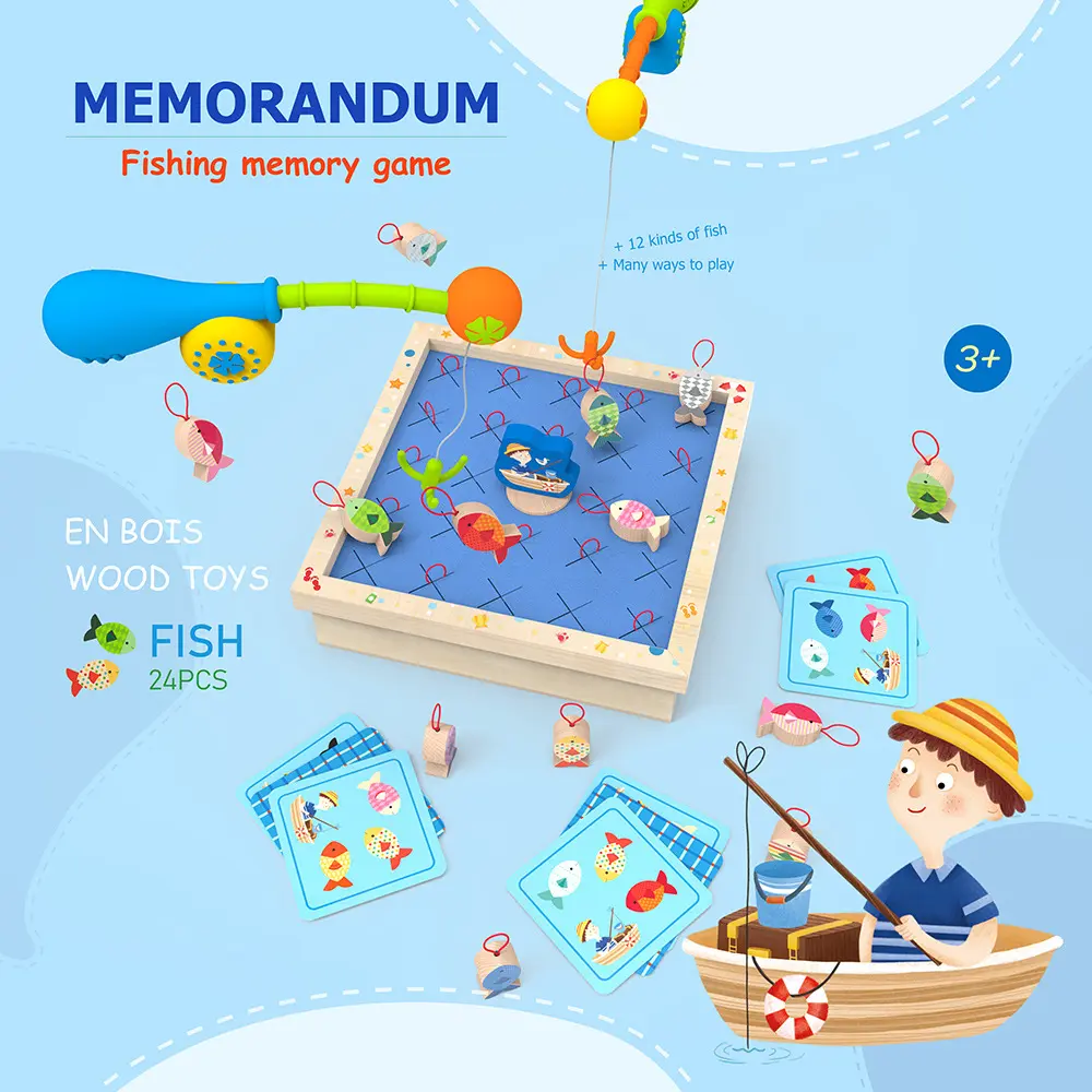 2 in 1 fishing memory game memoria per bambini scacchi concentrazione sviluppo memoria formazione giocattoli per la prima educazione in legno