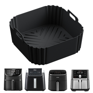 Tapis de cuisson et plateau en silicone réutilisables pour friteuse à air, revêtement antiadhésif résistant à la chaleur de qualité alimentaire, tapis de grillade polyvalent avec poignées - Product Image 5