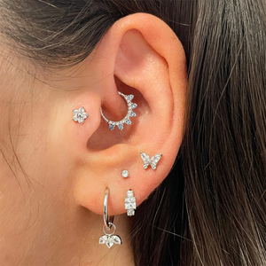CANNER S925 Boucles d'oreilles créoles huggie en argent sterling avec pétale, œil de cheval et marquise CZ, plaqué or 18 carats, pour femmes, bijoux, cadeaux pour filles - Product Image 4