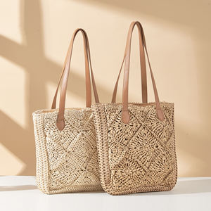 Sac à main décontracté <span class=keywords><strong>en</strong></span> paille tissé à la main pour femmes, sac à bandoulière pour la plage d'été, sac fourre-tout pour les <span class=keywords><strong>vacances</strong></span> et les voyages - Product Image 1