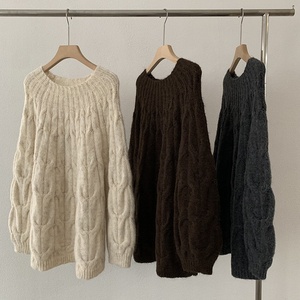 <span class=keywords><strong>Pull</strong></span> en tricot pour <span class=keywords><strong>femme</strong></span> en stock, cardigan ample à manches longues avec boutons et torsades - Product Image 4