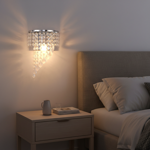 Applique da Parete in Acciaio Inox Stile Art Deco con Cristalli, Lampada <span class=keywords><strong>LED</strong></span> di Lusso Nordica per Soggiorno - Product Image 4
