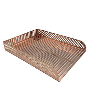 Caja de Almacenamiento de Papel A4 de Oro Rosa Personalizada, Organizador de Escritorio para Documentos, Bandeja de Archivo Chapado en Metal y Oficina - Product Image 1