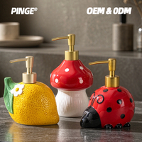 Distributeur de savon en céramique motif dessin animé mignon, flacon créatif à pompe pour salle de bain, savon liquide, lotion, décoration de table à domicile