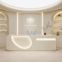 Comptoir de réception minimaliste moderne style Wabi-Sabi avec rangement pour salons de beauté, magasins de vêtements, petites boutiques - MDF