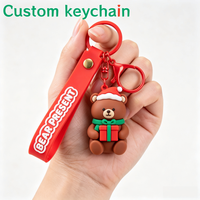 Porte-clés de Noël personnalisés, porte-clés en caoutchouc OEM, porte-clés en PVC 3D ODM, breloques de sac, accessoires de porte-clés, porte-clés en gros, porte-clés promotionnels