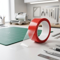 Ruban adhésif double face en PET à forte adhérence avec support en papier blanc, papier de protection en glassine jaune pour découpe à l'emporte-pièce avec des bords propres