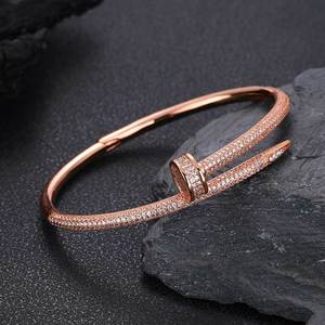 Cross-border Bestseller Classic studded Open Clasp Brass Electroplated ZIRCON Trendy Unisex Bracelet European American Fashion - Product Image 4