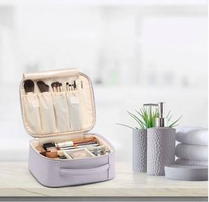 Muestra Gratuita de Bolsa de Maquillaje Personalizada de Piel Sintética, Bolsa de Almacenamiento Portátil para Artistas con Divisores Ajustables, Bolsa para Cosméticos - Product Image 6