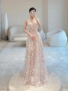 LY-PD0169 Vestidos de Noche para Mujer, Flores 3D, Vestidos de Fiesta Formales, Falda de Gala, Encaje, Línea A, Elegante, Sin Mangas, Sexy - Product Image 4