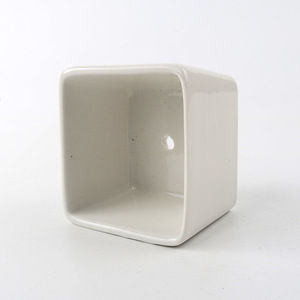 Pots de fleurs carrés en céramique blanche émaillée pour plantes succulentes, 6,7x6,7x4,5 cm, avec trou de drainage et plateau en <span class=keywords><strong>bambou</strong></span>, pour la maison, le bureau ou le sol, livraison directe - Product Image 5
