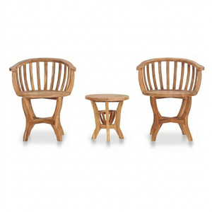 Ensemble de jardin en teck pour l'extérieur, 2 chaises avec table basse ronde, style traditionnel, meubles résistants aux intempéries - Product Image 1
