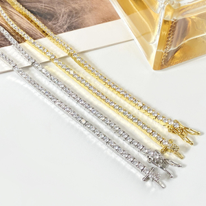Hand Crafted 2mm Round CZ Tennis <b>Bracelet</b> Gold Plated Dainty Stackable Daily Wear <b>Bracelet</b> Bulk Jewelry - Product Image 2