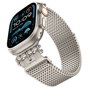 <span class=keywords><strong>Bracelet</strong></span> de montre en acier inoxydable à boucle magnétique milanaise de luxe pour <span class=keywords><strong>Apple</strong></span> IWatch S10 9 8 7 Ultra 45mm 49mm 46mm <span class=keywords><strong>Bracelet</strong></span> - Product Image 1