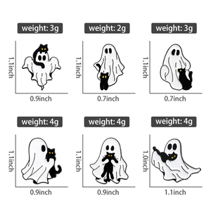 Cartone animato fantasma spille in metallo personalizzate carino gatto nero spille divertenti risvolti spille smalto Halloween spilla all'ingrosso - Product Image 5