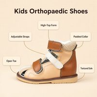Chaussures orthopédiques pour enfants pour la marche sur les orteils, soutien du hallux valgus et des pieds plats, tige haute en cuir fendu, semelle en caoutchouc