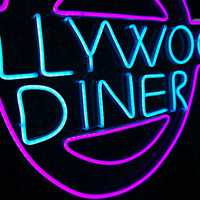 Enseigne néon LED bicolore bleu violet, cadre rond rétro pour restaurant, café, décoration murale, panneau publicitaire commercial