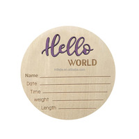 Cartes de bienvenue pour nouveau-né en bois gravées « Hello World », panneau durable pour le nom du nouveau-né