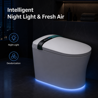 WC intelligent monobloc avec chasse d'eau automatique par capteur, à poser au sol, siphon en P/S, cuvette de salle de bain, siège chauffant