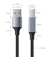 Cable USB A a USB B 2.0 de 1m 3.3 pies, trenzado de nailon con núcleo de cobre, para impresora, escáner y computadora