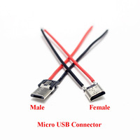 NinthQua 2/5 Micro-USB Tipo-C 2 Pines Horizontal/Vertical, Conector USB-C de Carga Rápida para Soldadura Simple