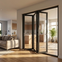 Portes et fenêtres pliantes verticales en aluminium au design moderne, résistantes aux ouragans, en acier inoxydable, avec verre feuilleté extérieur