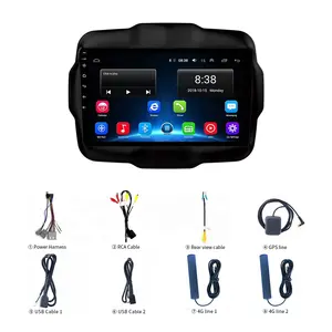 Kartu SIM 4G DSP Carplay Mobil Stereo Multimedia Player Mobil Radio 2 + 32G 9 Inch FM mobil Radio untuk Jeep Renegade 2016-2018