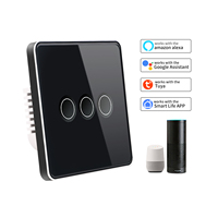 Tuya WiFi 3 voies verre trempé bouton concave interrupteur tactile 1/2/3/4 Gang Zigbee interrupteur mural Compatible avec Google Alexa