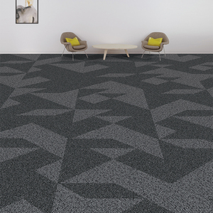Azulejos de alfombra de nailon PP acolchados lavables para pisos de oficina con patrón geométrico - Product Image 1
