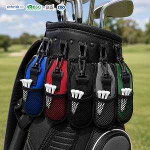 Pochette de golf portable en néoprène 3 mm avec logo personnalisé, mini porte-balles de golf avec crochet pour 2 balles et tees - Product Image 2