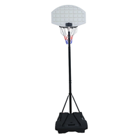 Panier de basket portable noir à hauteur réglable avec roues, panneau et anneau, support intérieur/extérieur pour enfants et adultes