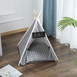 Tente <span class=keywords><strong>tipi</strong></span> pour chien de luxe imprimée, non en bois, lavable, avec motif étoiles <span class=keywords><strong>bleu</strong></span> <span class=keywords><strong>marine</strong></span>, lit d'intérieur confortable - Product Image 3