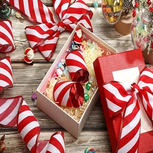 Cinta de Grosgrain a Rayas Rojas y Blancas de 1.5 Pulgadas, Personalizada, de una Sola Cara, <span class=keywords><strong>para</strong></span> Decoraciones <span class=keywords><strong>Navideñas</strong></span>, al por Mayor - Product Image 3