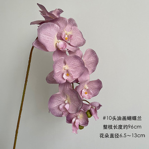 Orchidée Phalaenopsis à tige unique, 10 têtes, fleur en soie, blanc ivoire, rose, violet, bleu, marron, rouge bordeaux, décoration maison, mariage - Product Image 3