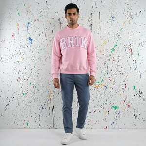 Sweat-shirt Brik à capuche, couleur rose bébé, 100% coton, vintage, style streetwear, hiver, sur mesure - Product Image 1