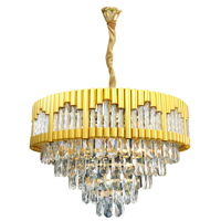 Magnifique lustre en cristal doré pour hôtel, luminaires suspendus de luxe, lampe à suspension en cristal